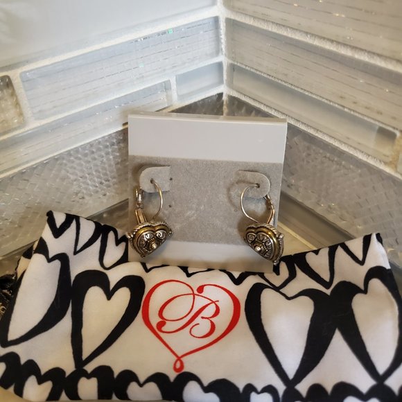 Brighton Heart Two Tone Silver and Gold Leaver Back Earings Rare - Picture 3 of 6